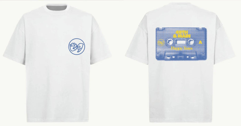 WHITE 'HAPPY TEARS' CASSETTE TEE