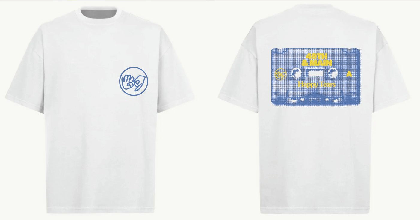 WHITE 'HAPPY TEARS' CASSETTE TEE